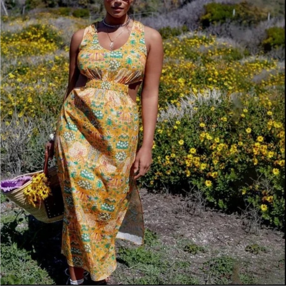 Yellow cutout Anthropologie sundress